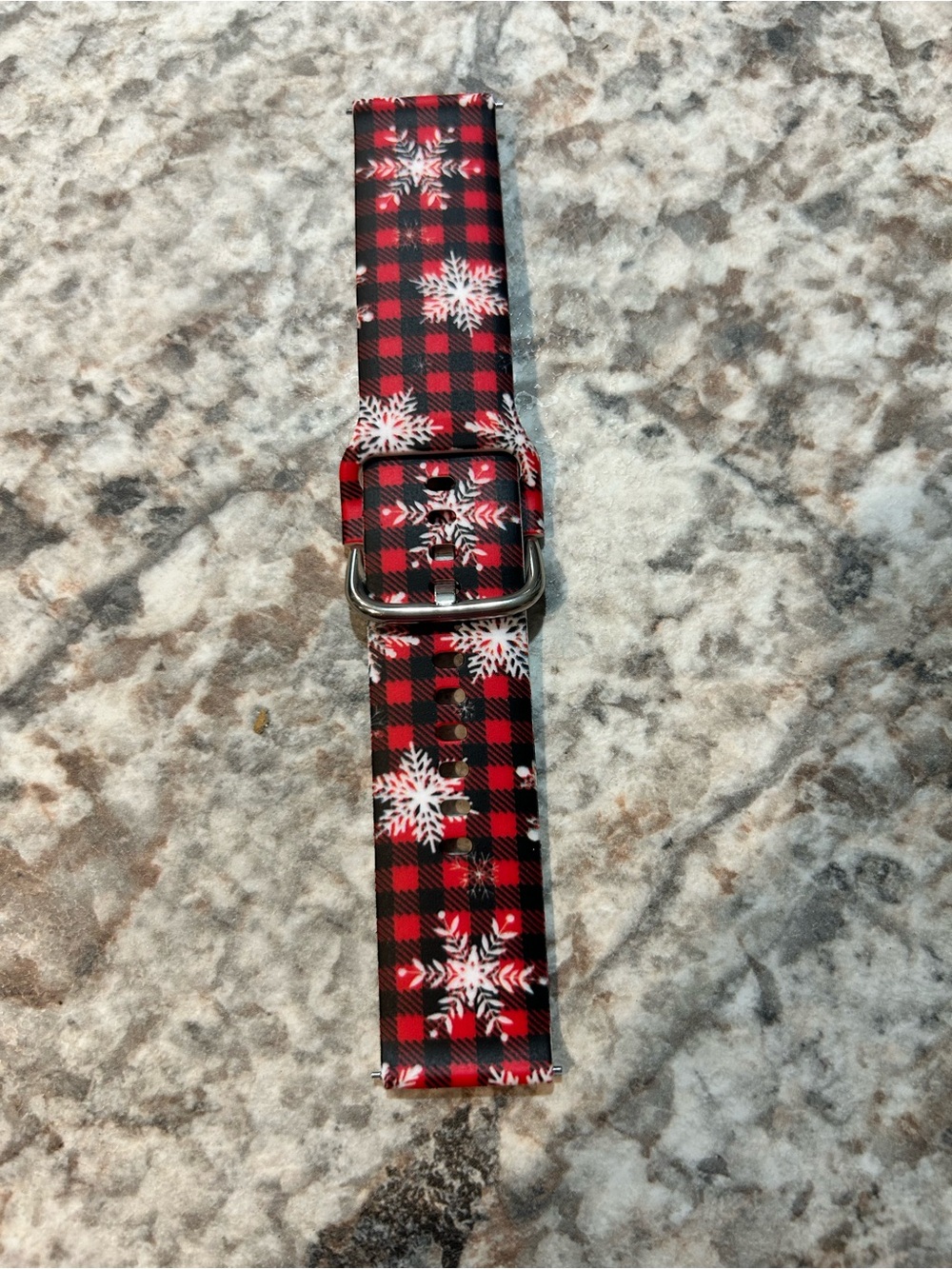 Holiday Plaid Snowflake Watch Band - Red and Black